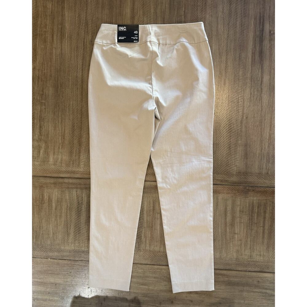 NWT I.N.C. INTERNATIONAL CONCEPTS Mid Rise Tummy Control Beige Skinny Pants 4S - Picture 15 of 16